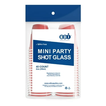 EDI Mini Red Plastic Shot Glasses 2 oz Set of 40