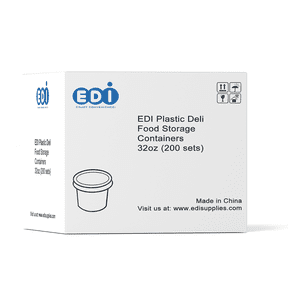 EDI-Round Deli Containers, Microwavable with Lids (32 oz, 200 sets)