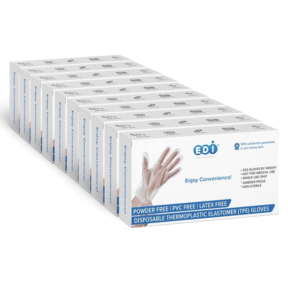 EDI Wholesale: TPE Food Service Gloves (X-Large, 2000 pcs) (Clear) - Powder-Free, Latex-Free