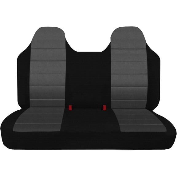 EDIETH Front Bench Seat Cover with Molded Headrests for Ford F150 F250 F350 1992-1998,Pickup Solid Bench Seat No Center Armrest,Washable Truck Seat Protector with Molded Headrests-Black
