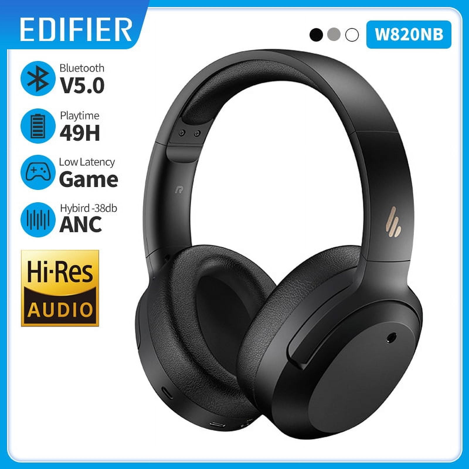 EDIFIER W820NB Headphones, Wireless Bluetooth Headphones, Active Noise  Reduction, Sports Games, Esports Music 