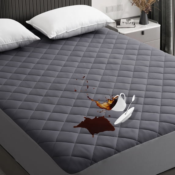 EDILLY Full Size Waterproof Mattress Protector Pad Cover with Deep Pocket Quilted Fitted 8" - 21" Breathable & Noiseless (Dark Grey, Full)