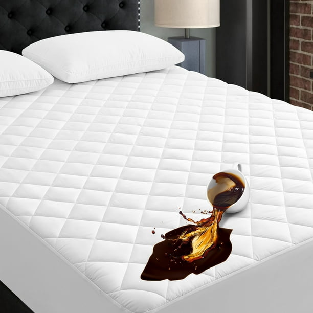 EDILLY Queen Size Waterproof Mattress Protector Pad Cover with Deep Pocket Quilted Fitted 8 21 Breathable Noiseless White Queen