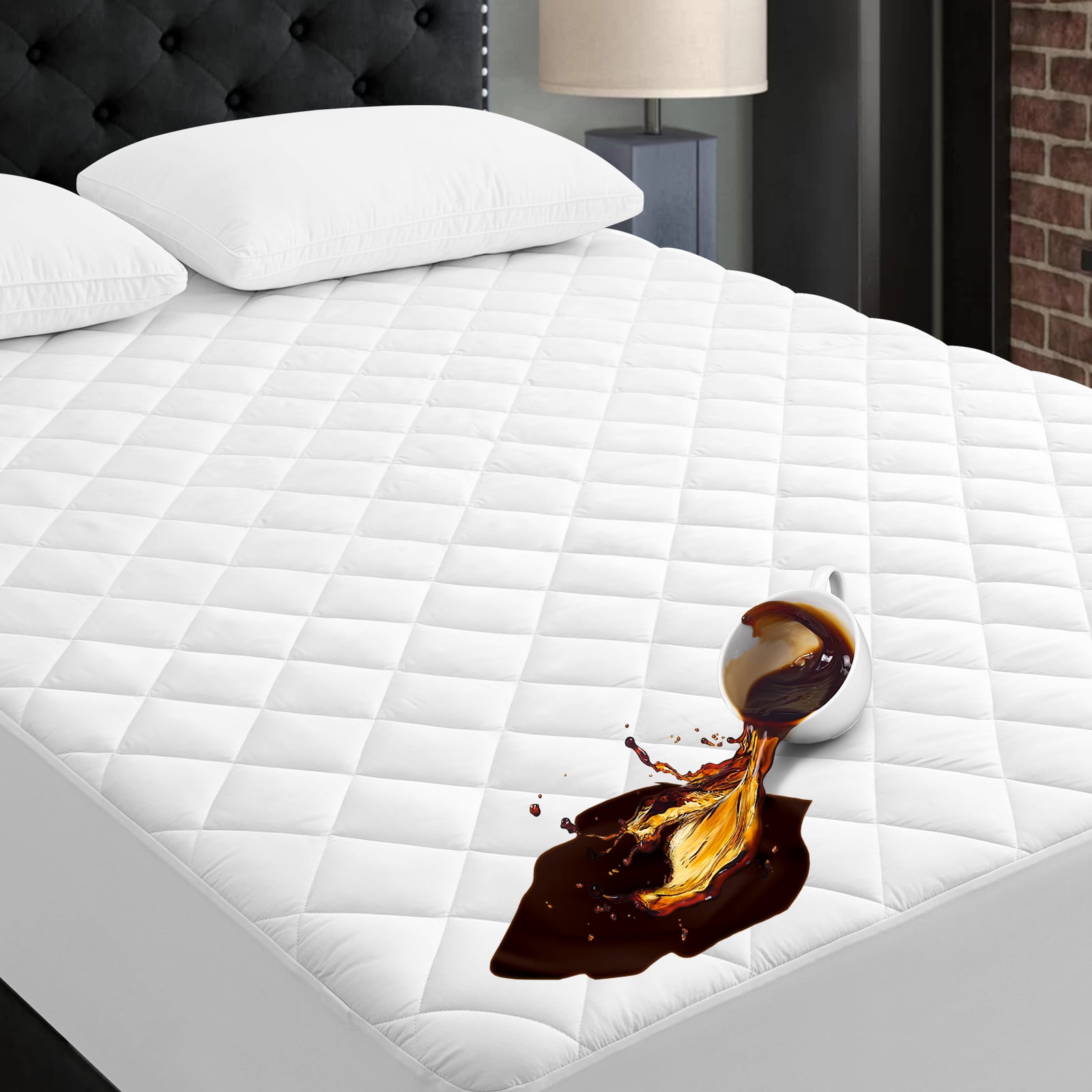 EDILLY Twin XL Size Microfiber Waterproof Mattress Protector Pad with Deep Pocket Quilted Fitted 8 21 White Walmart