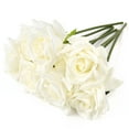 thumbnail image 1 of EDIMENS 10.23” Artificial Silk White Roses Wedding Bouquet (7 Count), 1 of 9