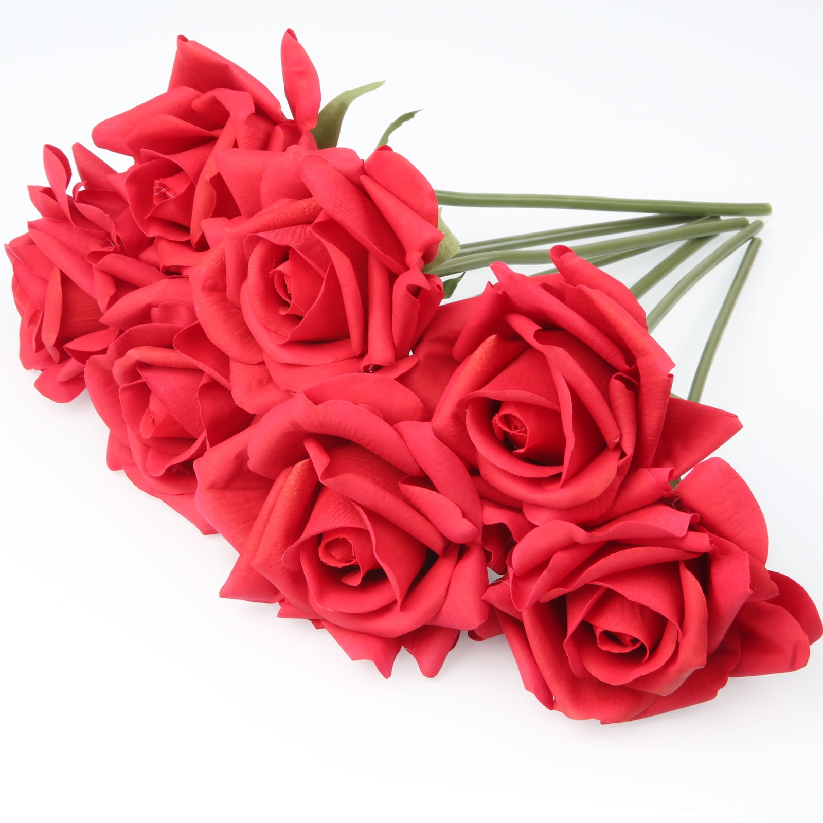 EDIMENS 7pcs Artificial Roses Flowers, Faux Silk Rose Artificial Flower, Real Touch Fake Flowers