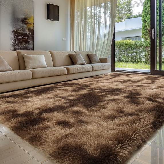 EDIMENS Anti-slip Fluffy Rugs, Decorative Washable Modern Area Rug, Big Soft Carpets for Home Livingroom Babyroom Bedroom Decor, Coffee