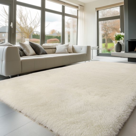 EDIMENS Anti-slip Fluffy Rugs, Decorative Washable Modern Area Rug, Big Soft Carpets for Home Livingroom Babyroom Bedroom Decor, Cream