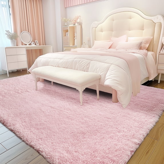 EDIMENS Anti-slip Fluffy Rugs, Decorative Washable Modern Area Rug, Big Soft Carpets for Home Livingroom Babyroom Bedroom Decor, pPink
