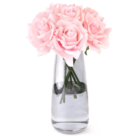 EDIMENS Artificial Roses Flowers, 7Packs 10.23''Real Touch Fake Flowers, Simulated Moisturizing Rose for Vase Decor DIY Wedding Party Home Office Decoration Dining Table Centerpiece, Light Pink
