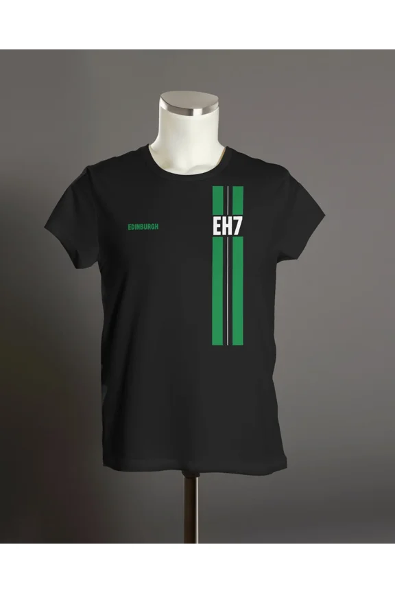 EDINBURGH EH7 T Shirt | Hibernian Hibs Fans | Easter Road | Org Unisex | Stripe