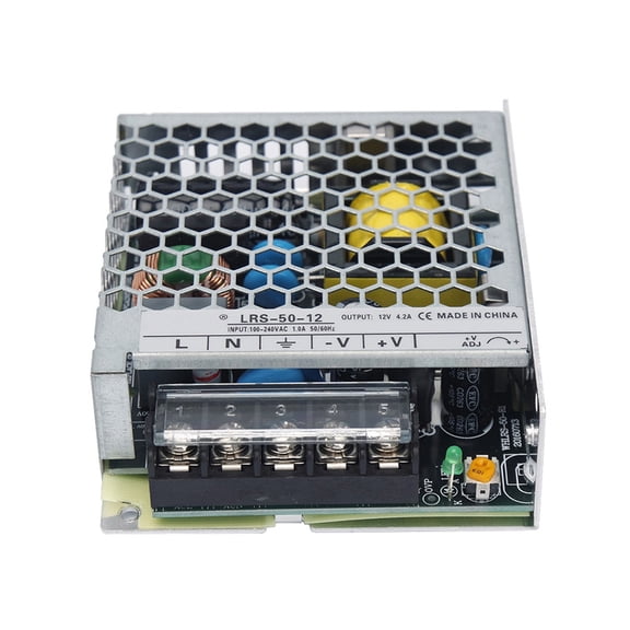 EDISA CORP LRS-50-12 Switching Power Supply, 12V 4.1A 50W, Input 100-240VAC