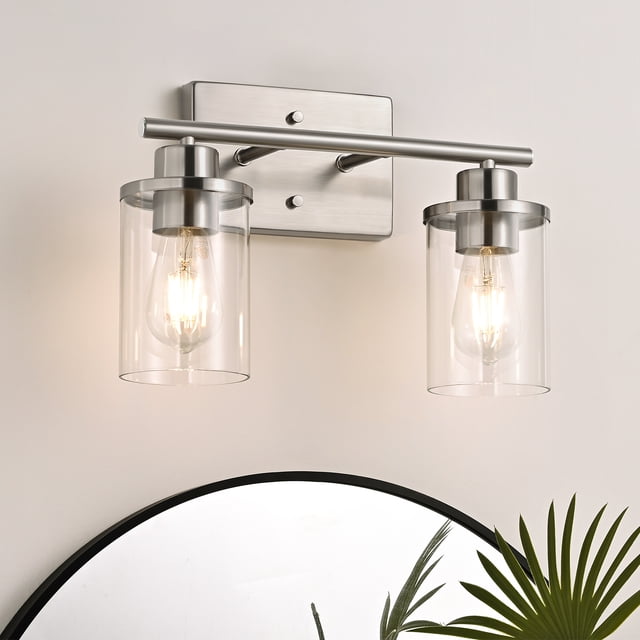 EDISHINE 2 Light Bathroom Vanity Light Fixtures, Brushed Nickel Wall ...