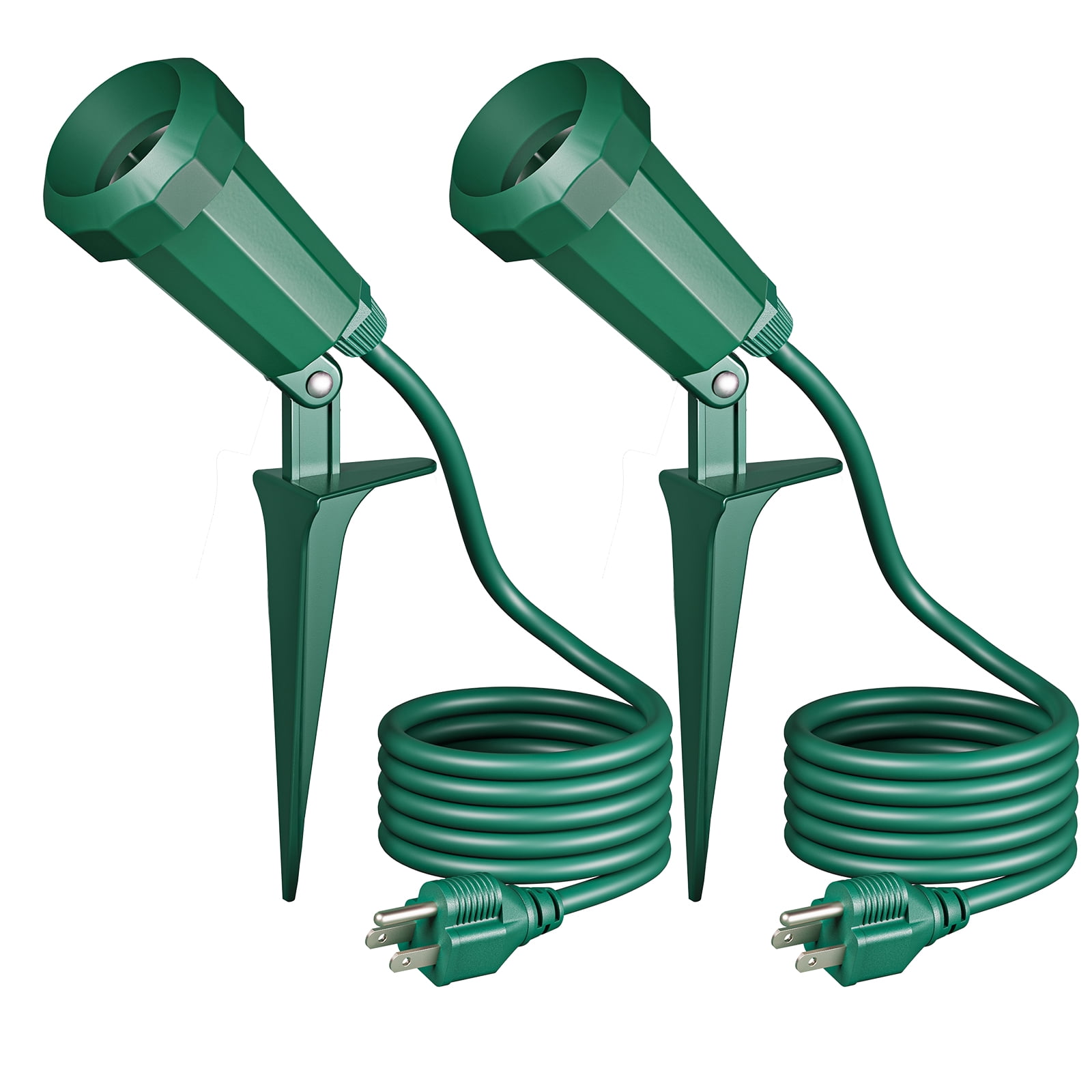 EDISHINE 2 Pack  Outdoor Spotlights for Garden Decoration Landscape light Plug in with 6FT Power Cord, 120V Weatherproof, E26 Base PAR38 Bulb Socket