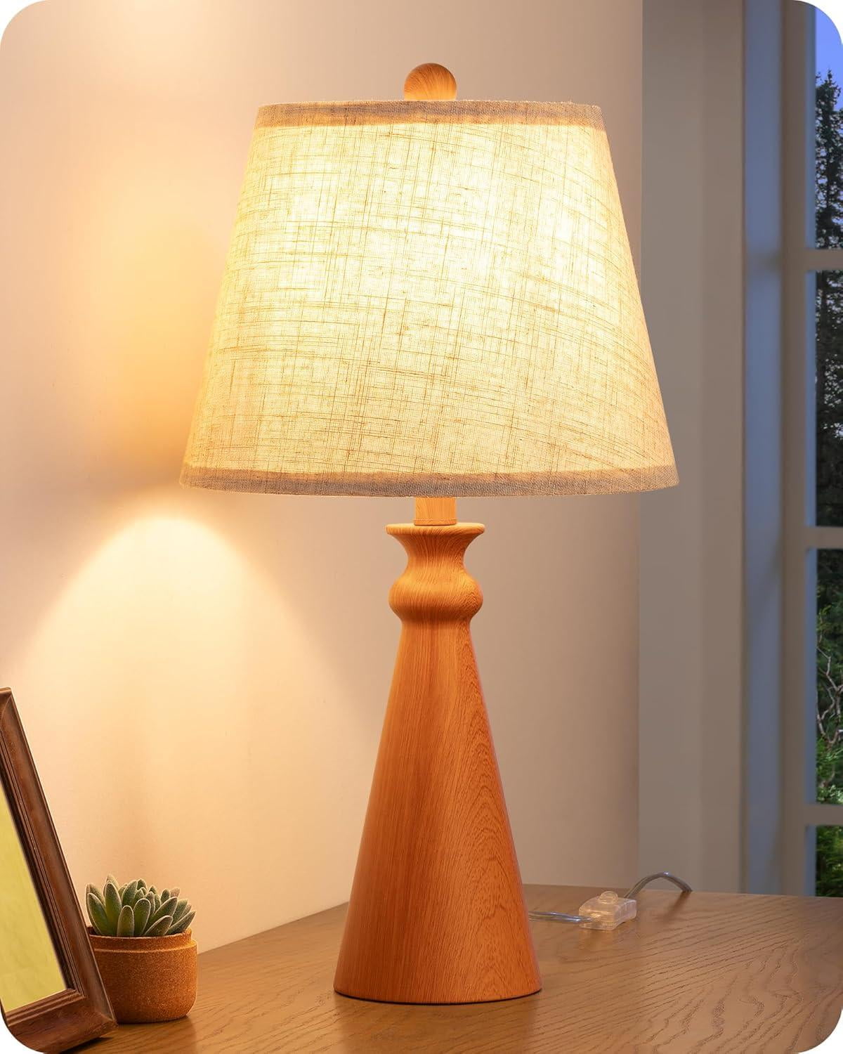 EDISHINE 21.85" Tall Table Lamp, Rustic Bedside Lamp, Water Transfer ...