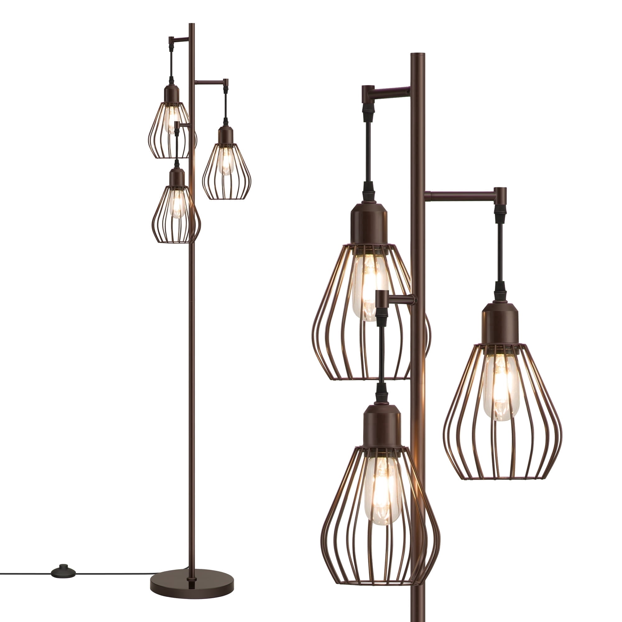 EDISHINE 3-Light 65.5" Tree Floor Lamp with bulbs included，Perfect for Living Room, Bedroom, Office, Dining Room Decor - Bronze