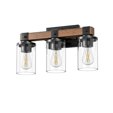 EDISHINE 3-Light Metal Frame Vanity Lights over Mirror, Modern Wall Sconce with Clear Glass Shades for Bathroom, Vanity Table, E26 Bulb Base