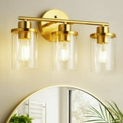 EDISHINE 3-Light Modern Bathroom Light Fixtures Over Mirror, Vanity Light, Led Wall Sconce, E26 Bulb Base, Golden