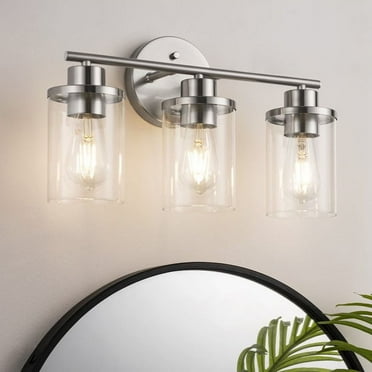 EDISHINE 3 Light Modern Bathroom Light Fixtures over Mirror, Brushed Nickel, Led Wall Sconce, E26 Bulb Base