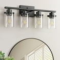 thumbnail image 1 of EDISHINE 4-Light Modern Black Bathroom Light Fixtures with Glass Shades, 1 of 9