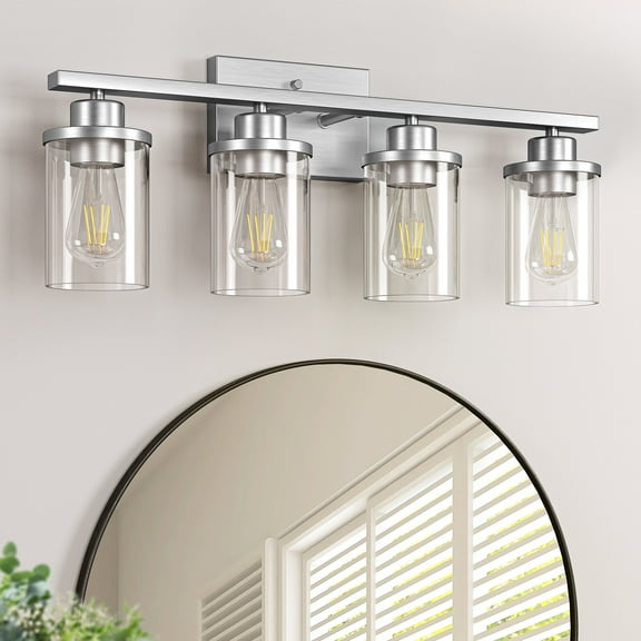 EDISHINE 4-Light Wall Lights for Bathroom Mirror Vanity Lights with Glass Shades E26 Base
