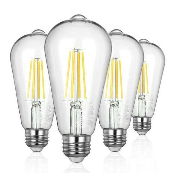 EDISHINE 4-Pack LED Edison Light Bulbs, 7W(60W Equivalent), 2700K Warm White, 800LM, E26 Base ST19 Vintage Light Bulb, Decorative LED Filament Bulbs, Non-Dimmable, UL Listed
