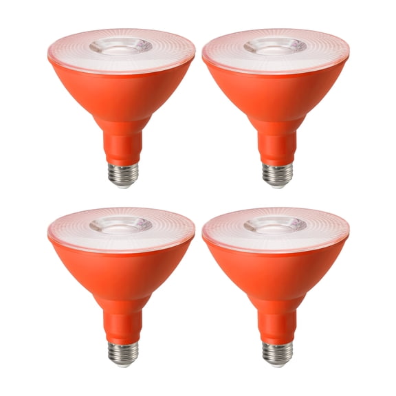 EDISHINE 4 Pack Halloween PAR38 Orange LED Flood Light Bulbs Outdoor, Dimmable, Orange LED Light Bulb, 18W(120W Equivalent), Flood Lights Bulb for Halloween Decorations, E26 Base, ETL Listed