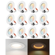 EDISHINE 4 in. LED Recessed Lights with Night Light Dimmable, 8W, 700LM, 12-Pack