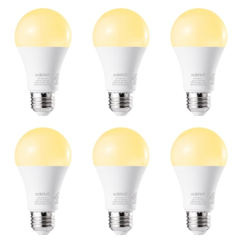EDISHINE 6-Pack Dimmable LED Light Bulbs 60 Watt Equivalent 2700K Warm White 800 Lumen A19 LED Bulbs E26 Base