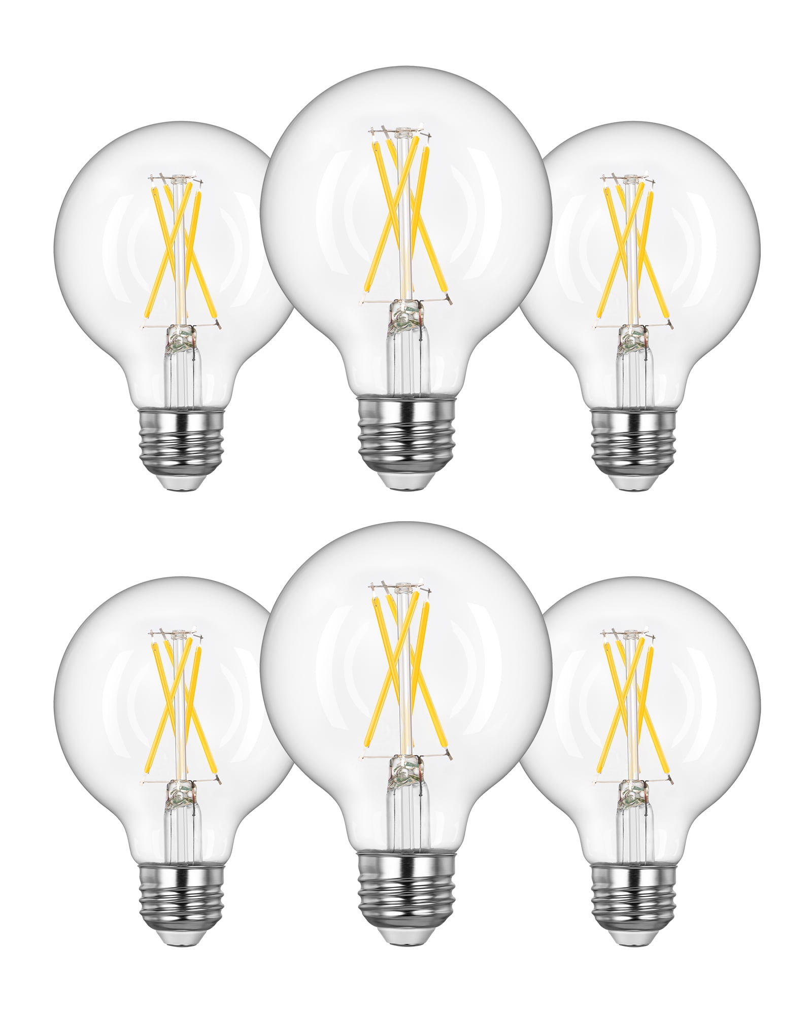 EDISHINE 6 Pack G25 Globe Light Bulbs, Dimmable Vintage LED Edison Bulbs, CRI90+ 5W Equivalent 60W, Clear LED Filament Vanity Light Bulbs, 5000K Daylight White, 500LM, E26 Base, UL Listed