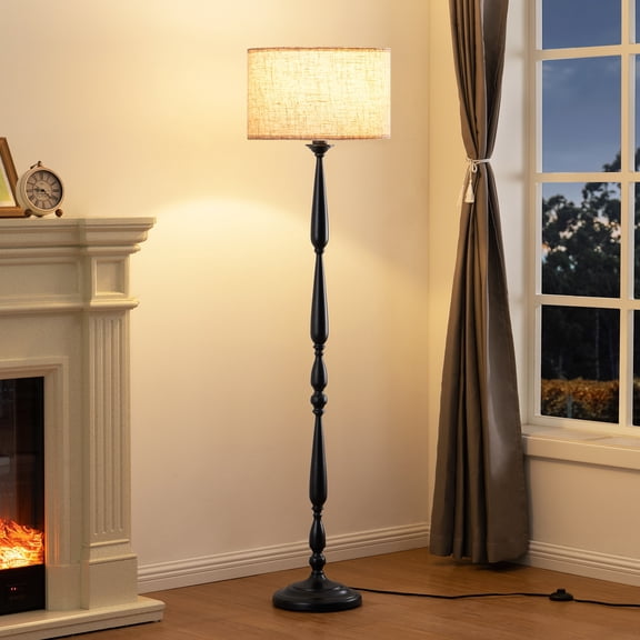 EDISHINE 62in Traditional Vintage Floor Lamp with Remote & Dimmable Bulb, 5 Color Temperatures & Brightness Levels, Classic Standing Lamp for Living Room Bedroom Reading