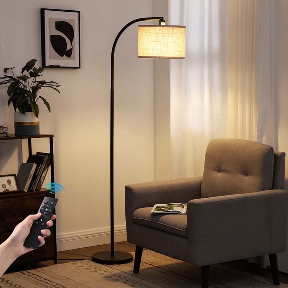 DEWENWILS 63.4in Modern Floor Lamps with Remote for Living Room, Adjustable Lampshade, LED Bulb Included, Black