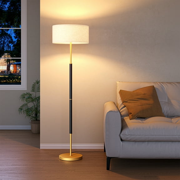 EDISHINE 65 inch Mid-Century Modern Floor Lamps for Living Room, Retro Floor Lamps with Remote, Contemporary Wooden Standing Lamp with Foot Switch, LED Bulb Included