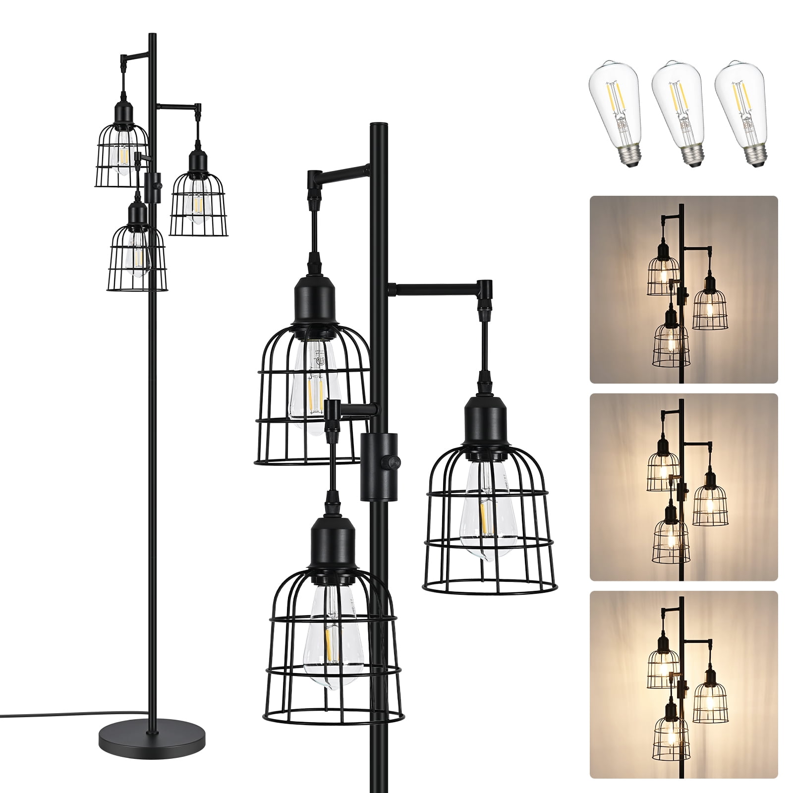 EDISHINE 65 inch Industrial Floor Lamps for Living Room, Metal