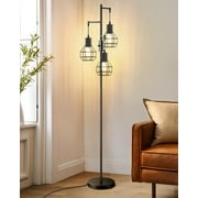 EDISHINE 65IN Farmhouse Industrial Floor Lamps for Living Room, Dimmable, Metal Standing Tree Lamp for Bedroom, Office, Home Decor, Lighting, Black, 3 LED Bulb Included