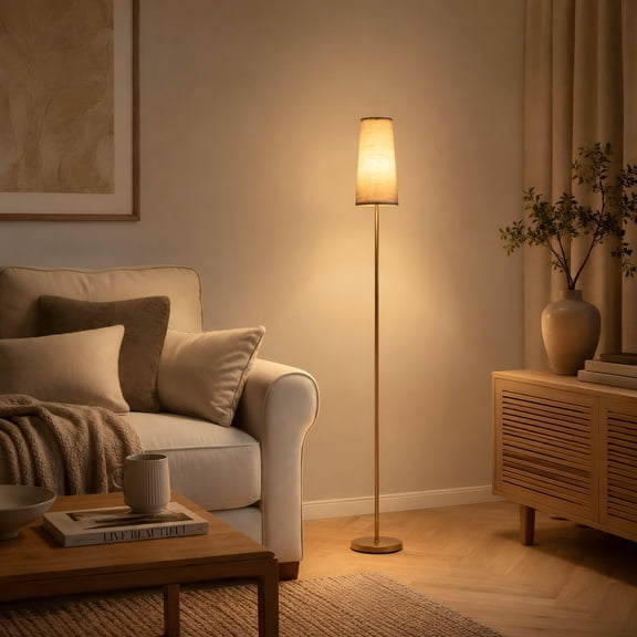 EDISHINE 65in Gold Floor Lamps for Living Room, Pole Lamps with Foot Switch, for Bedroom, Office, 3CCT, LED Bulb Included
