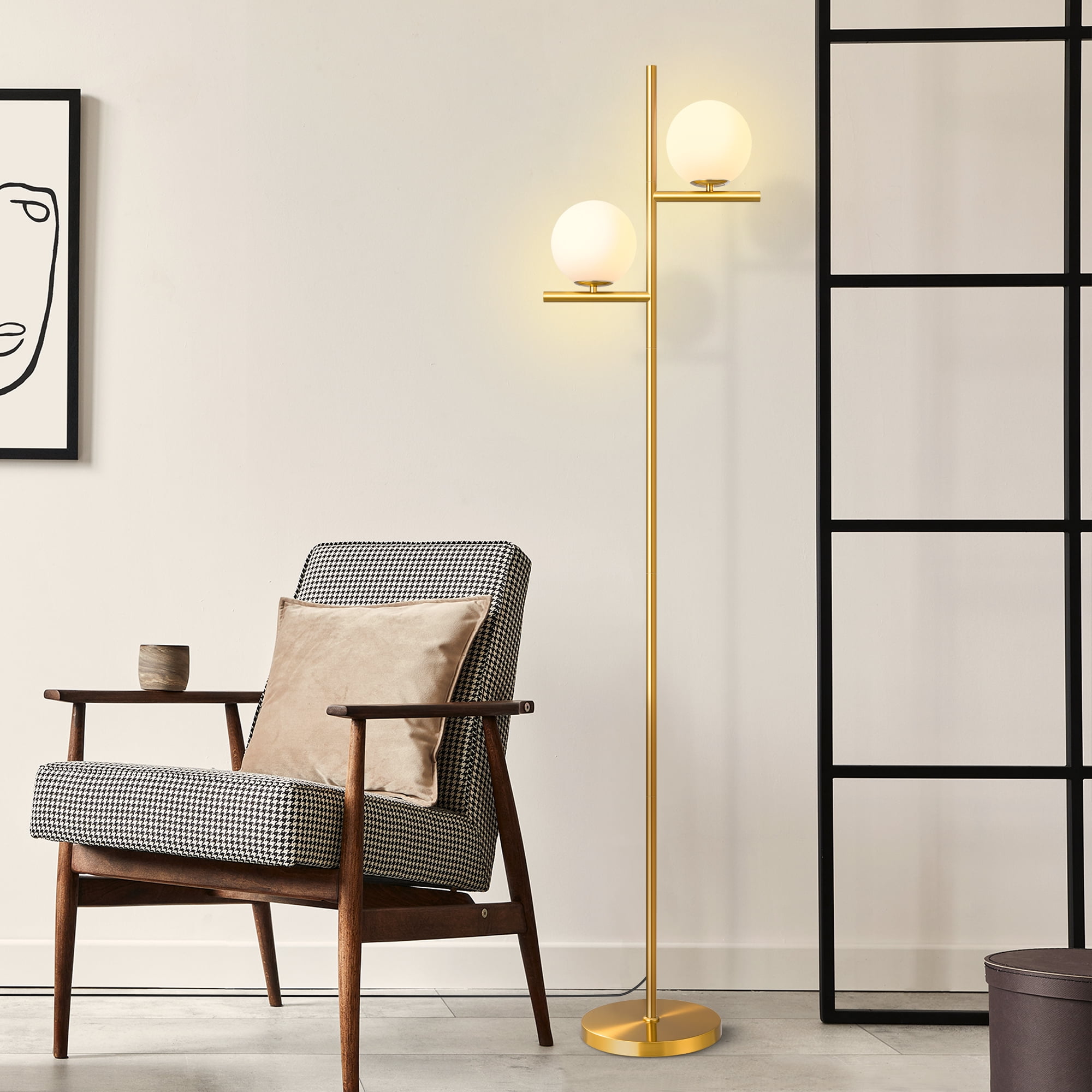 EDISHINE 67 inch Globe MidCentury Modern Floor Lamps for Living Room