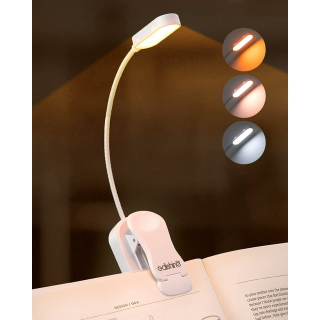 EDISHINE Amber Book Light Clip On, USB Rechargeable Portable Book Light