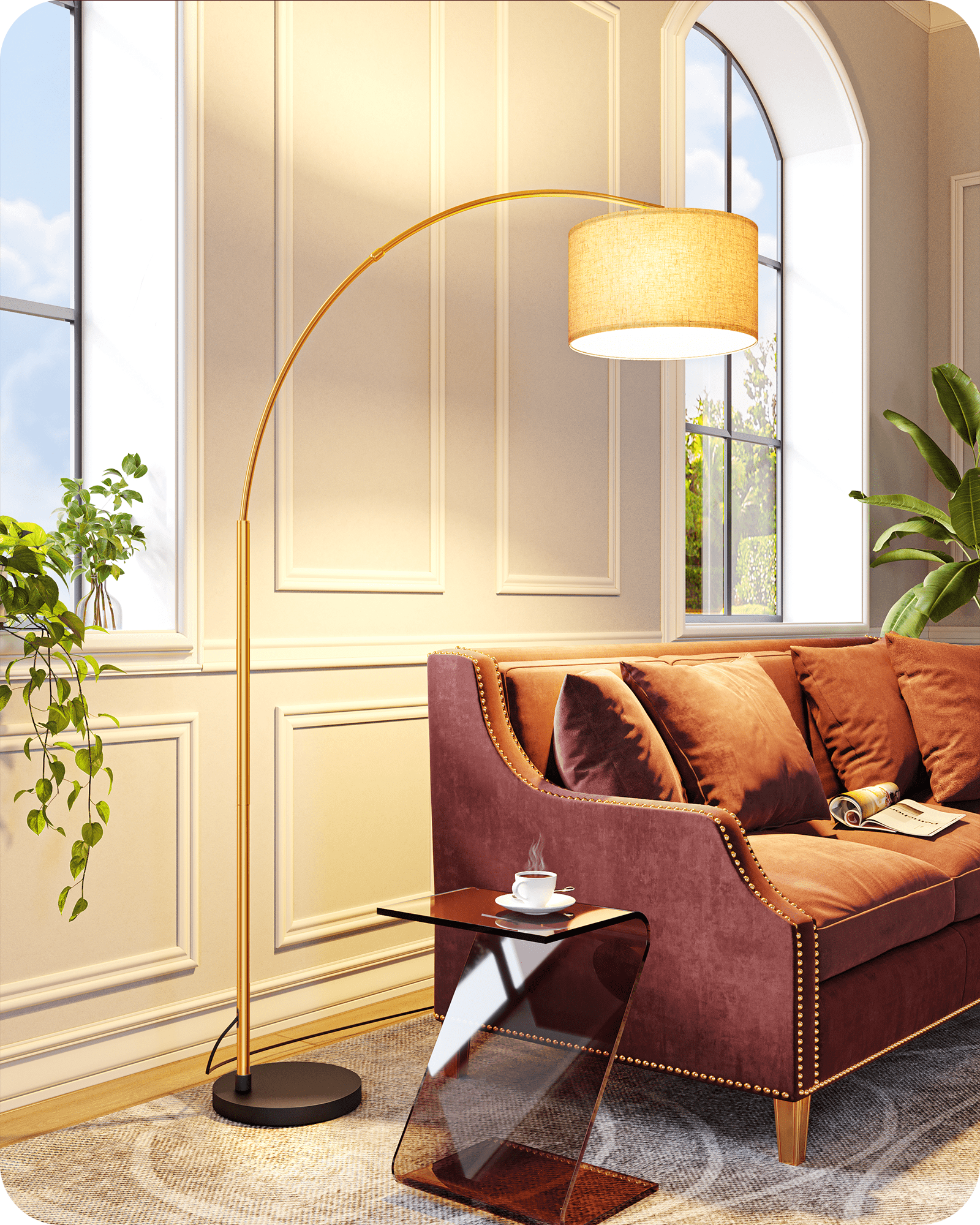 EDISHINE Arc Floor Lamps for Living Room, 78 inch Mid EDISHINE Arc Floor Lamps for Living Room, 78 inch Mid