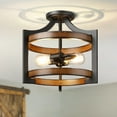 thumbnail image 1 of EDISHINE Ceiling Pendant Light, Farmhouse Ceiling Light Fixture, Metal Wood Grain Finish, 2-Light Pendant Light Fixtures for Hallway, Entryway, Foyer, Dining Room, 1 of 8