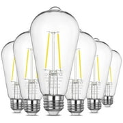 EDISHINE Dusk to Dawn Light Bulbs 5000K Daylight 6-Pack, LED Edison Outdoor Light Bulbs 8W (60W Equivalent) 700LM E26 Base Non-dimmable