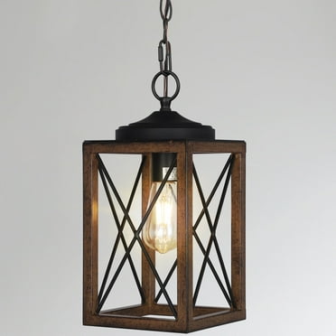 EDISHINE Farmhouse Pendant Lighting for Kitchen Island, Adjustable Height, Rustic Hanging Light Fixtures for Hallway, Metal Hanging Dining Room Lamp, Brown