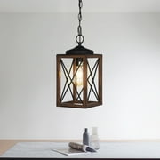EDISHINE Pendant Lighting for Kitchen Island, Adjustable Height, Rustic Hanging Light Fixtures for Hallway, Metal Hanging Dining Room Lamp, Brown