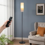 EDISHINE Floor Lamps for Living Room Clearance with Remote Control, Dimmable, Minimalist Pole Lighting for Bedroom, Office, Kids Room, Bulb Included, 2700K-6000K, Black