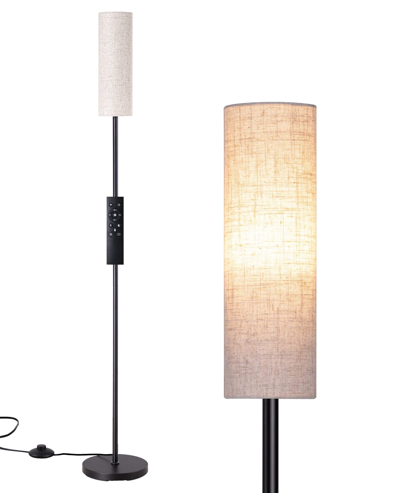 EDISHINE Dimmable Floor Lamp with Remote, LED, Minimalist Design, for Living Room, Bedroom ...