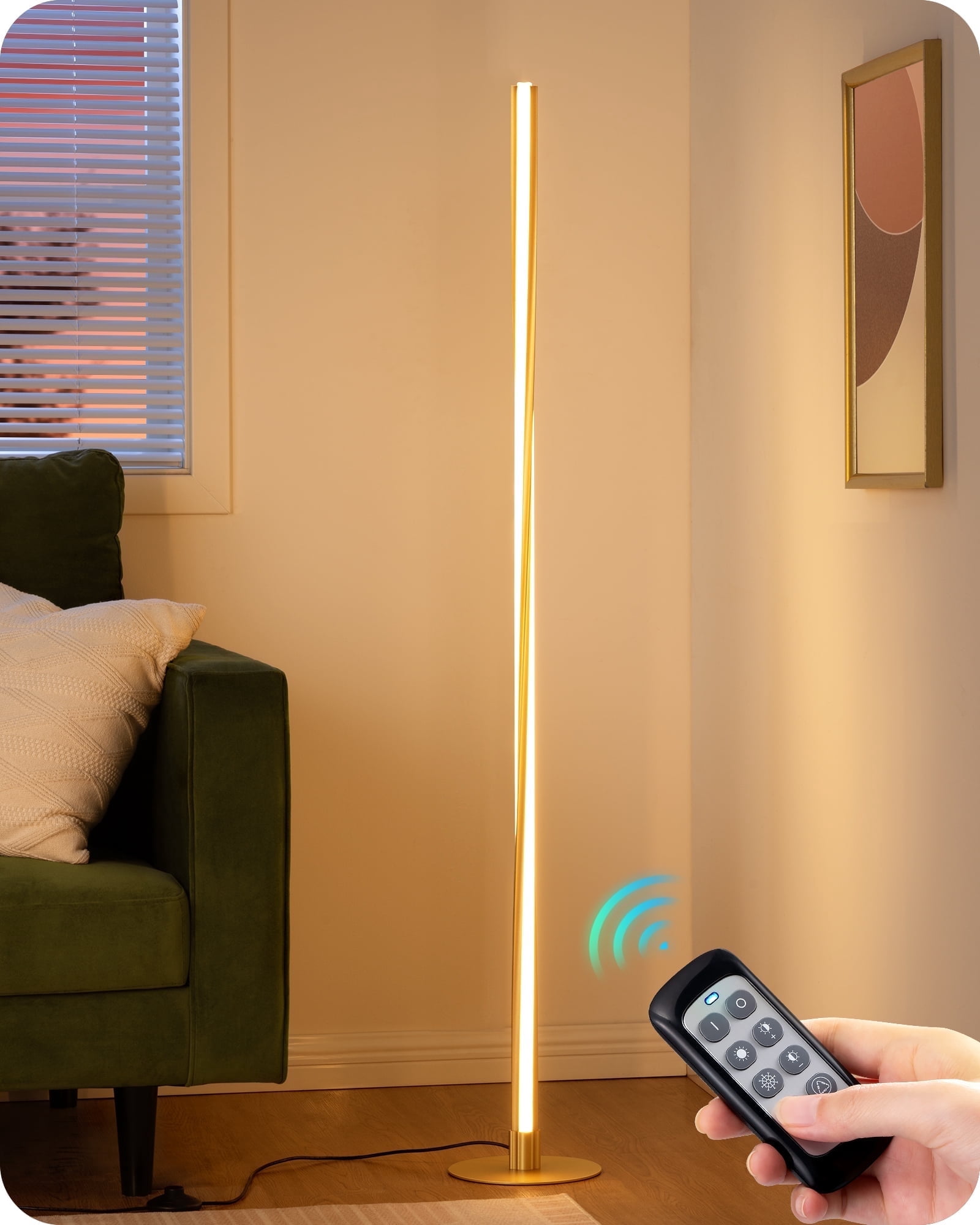 EDISHINE 57.5" Gold LED Floor Lamps for Living Room, Spiral Standing ...