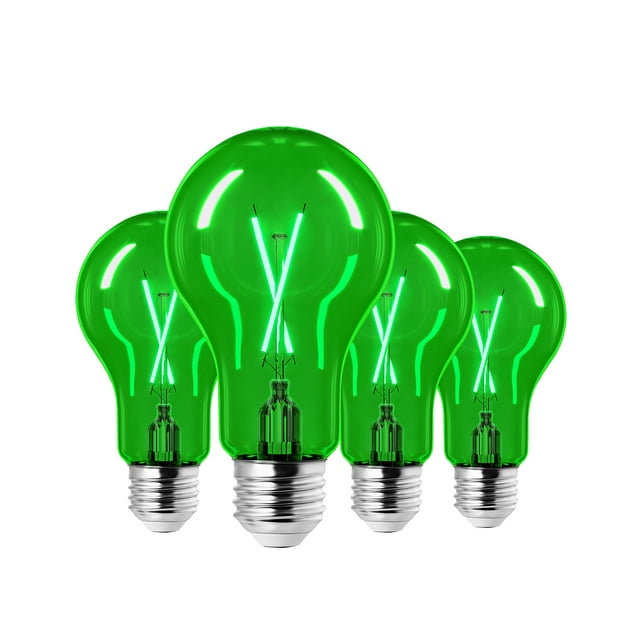 EDISHINE Green Light Bulbs for Christmas Decoration, 8W A19 LED Glass