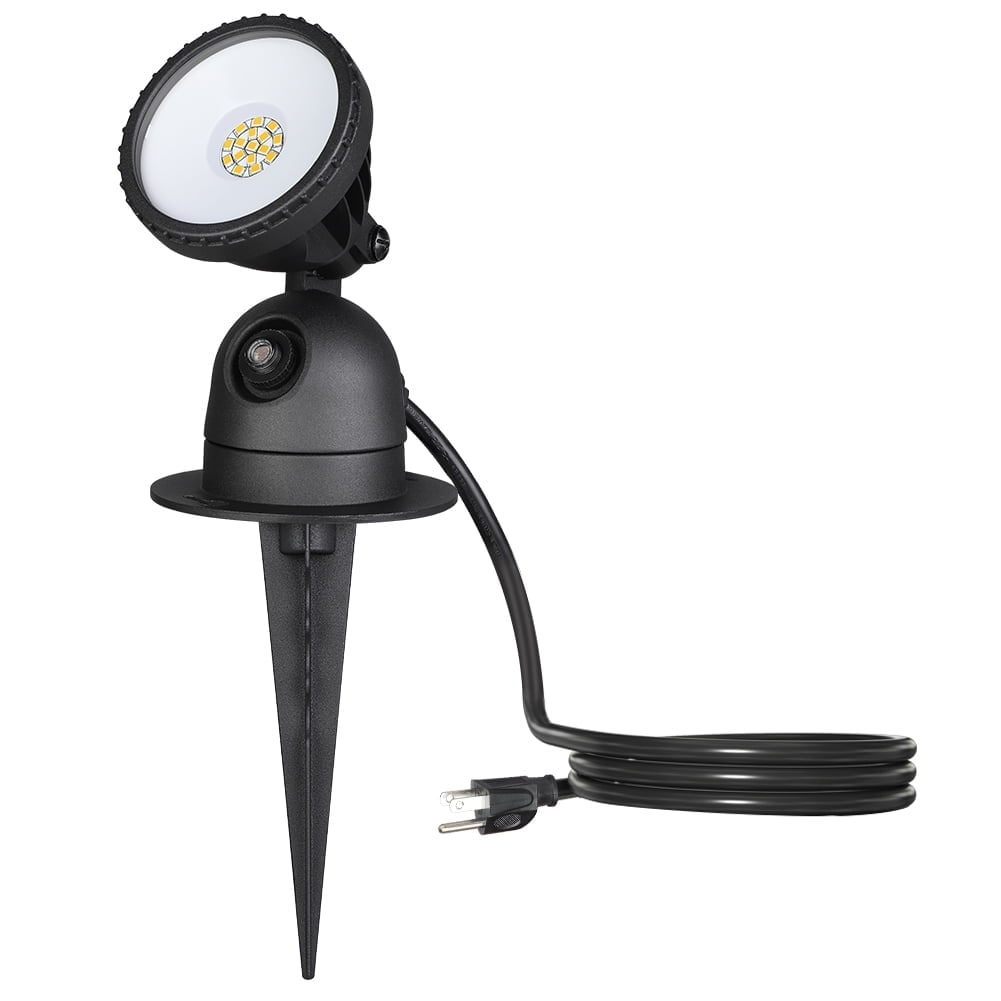 EDISHINE Spotlight Outdoor Dusk to Dawn Plug in Spotlight with 3ft Power Cord, Black