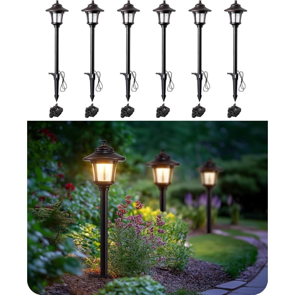 EDISHINE Low Voltage Landscape Lights, 12V 3W 120LM 3000K Seed Glass Outdoor Path Lights with Connectors, ORB Waterproof Electric LED Pathway Light Wired for Walkway Garden Yard, 6 Pack