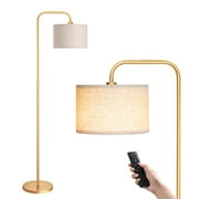 EDISHINE Modern Arc Gold Floor Lamps for Living Room with Remote, 5CCT, Dimmable, Metal Pole Lamps with Shade for Bedroom, Office, Read Lighting, Bulb Included